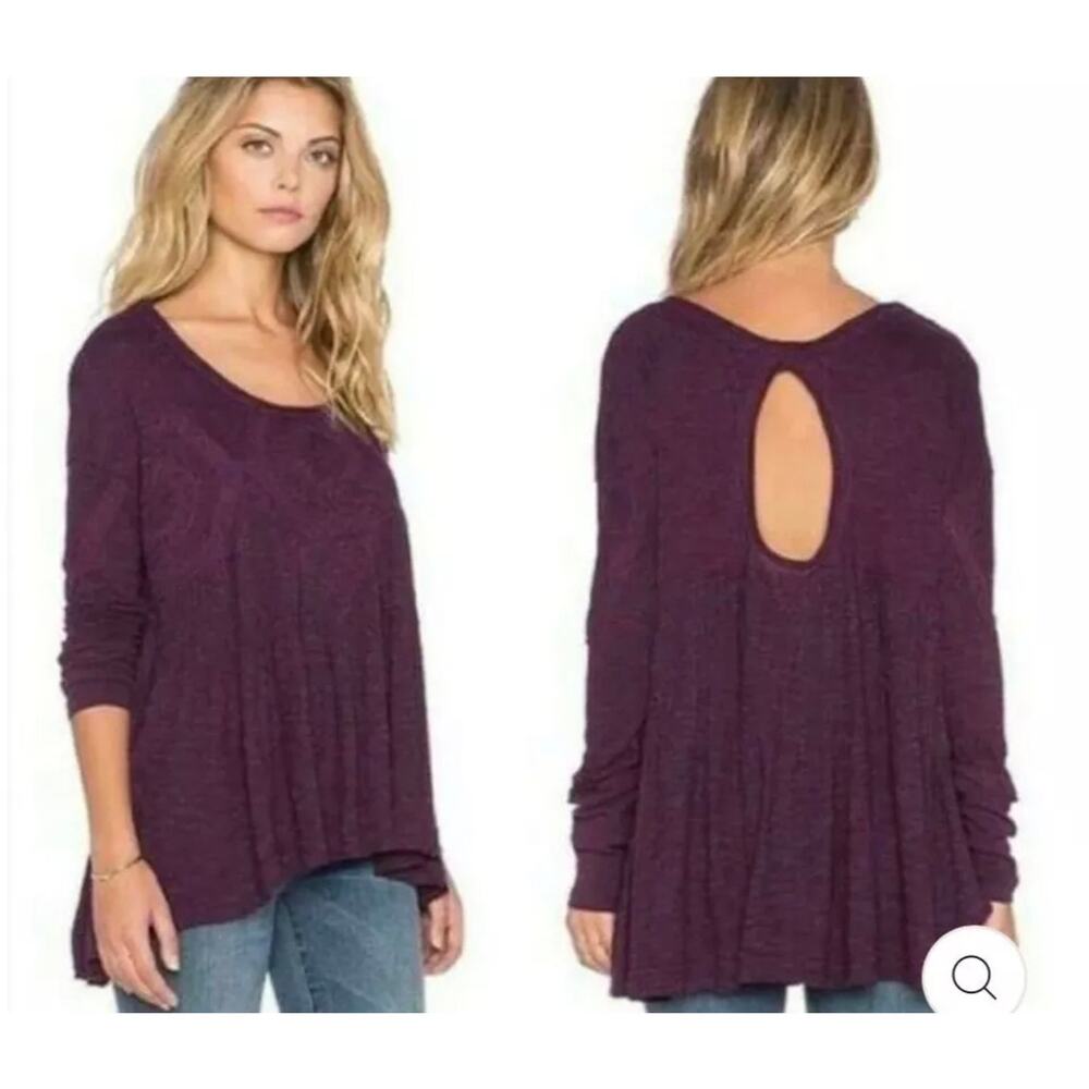 FREE PEOPLE Womens S African Violet Hope Babydoll Blouse Soft Lace Pleated